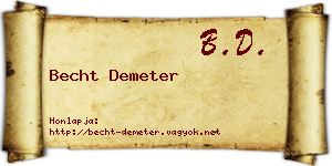 Becht Demeter névjegykártya
